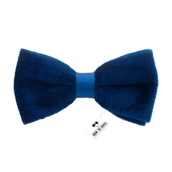 Бабочка Bow Tie House велюровая королевского синего цвета с атласом 09602