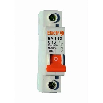 Автоматический выключатель,&nbsp;ВА1-63 1P 16A 4,5кА х-ка С Electro 45VA63C1016