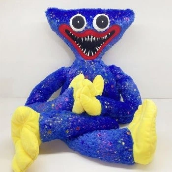 Мягкая игрушка Блестящий Хаги Ваги Huggy Wuggy с липучками на руках 45 см Синий (FG22)
