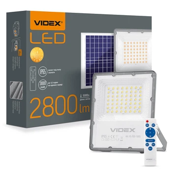 LED прожектор автономний VIDEX 30W 5000K 3.2 V VL-FSO-1005 25743