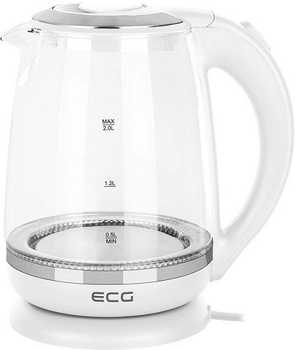 Електрочайник скляний ECG RK 2020 White Glas ( 2 л, 2200 Вт )
