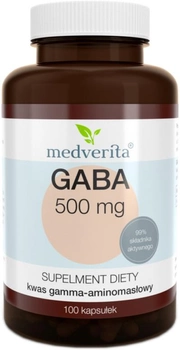 Suplement diety Medverita Gaba 500 mg 100 kapsułek obniża kortyzol (5900718340212)
