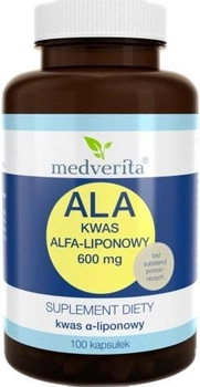 Дієтична добавка Medverita ALA Альфа-ліпоєва кислота 600 мг 100 капсул (5905669084710)