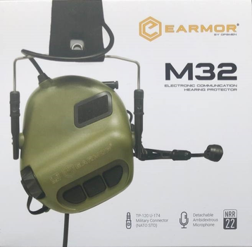 Активные защитные наушники Earmor M32 FG(MOD3) Микрофон с креплениие M11 для шлем каску ORIGINAL ( Олива )