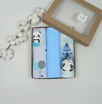 Набор для новородженных: 3 непромокаемых пеленки a.l.babybox Панды Голубой