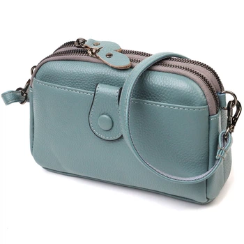 Модна сумка-клатч у стильному дизайні з натуральної шкіри VINTAGE Bag 22087 Сіро-блакитна