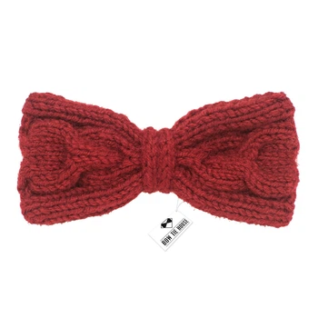 Метелик Bow Tie House в'язаний спицями червоний - ручна робота - з візерунком 08560