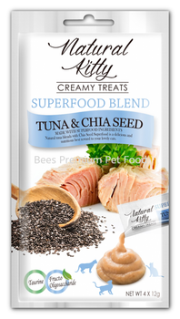 Крем-снек для кошек Natural Kitty Creamy Treats Tuna with Chia Seed со вкусом тунца и семян чиа 4х12г OTU15401