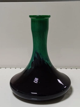 Колба під ущільнювач для кальяна 2×2 Hookah Craft, чорно-зелена крихта, ручна робота, висота 26 см, ширина основи 20 см, внутрішній діаметр шийки 4,5 см