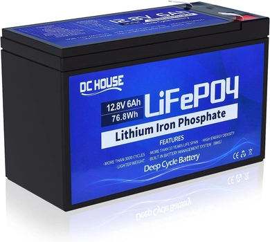 Аккумуляторная батарея DC HOUSE 12V 6Ah (77Wh) LiFePO4, 3000+ циклов