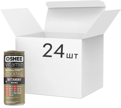 Упаковка безалкогольного газированого напитка Oshee Vitamin Cocktail Vitamins + Magnesium 0.25 л х 24 шт (5908260255817)