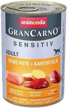 Вологий корм для собак Animonda GranCarno Sensitiv з індичкою та картоплею 400 г (4017721824156)