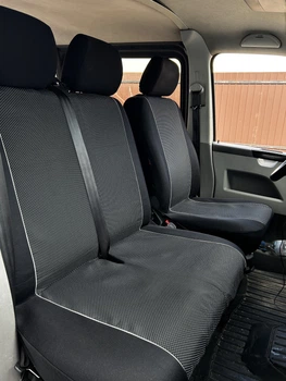Авточехлы из автоткани RENAULT TRAFIC 2014- Pok-ter VIP 1+2 с серой вставкой