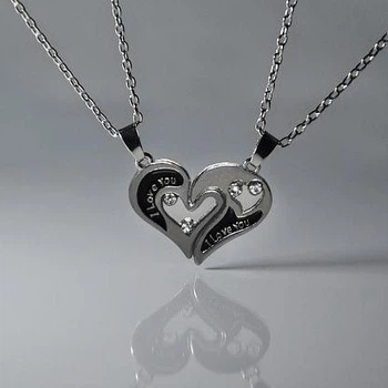 Парный кулон для влюбленных сердце i love you