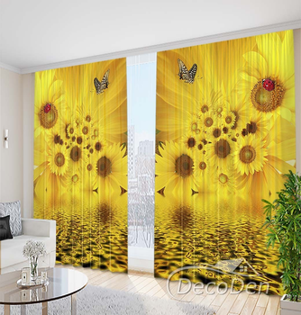 3D Фото Штори PHOTODECOR "Соняшники над водою"