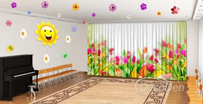 Весняні Фото Штори в дитячий сад PHOTODECOR "Різнокольорові тюльпани"