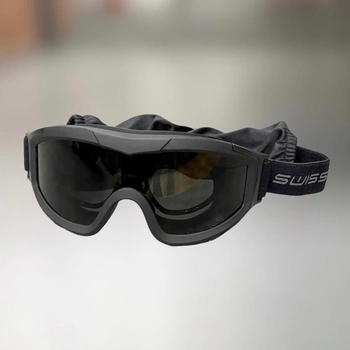 Маска балістична Swiss Eye F-Tac, Чорна, Лінзи: прозорі, помаранчеві, затемнені, тактичні окуляри