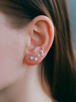 Срібні сережки клаймбери з фіанітами (АРТ. №699) Dadiverin Jewelry