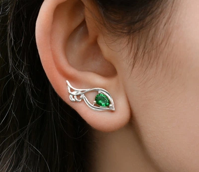Срібні сережки з зеленими фіанітами (АРТ. №6051g) Dadiverin Jewelry