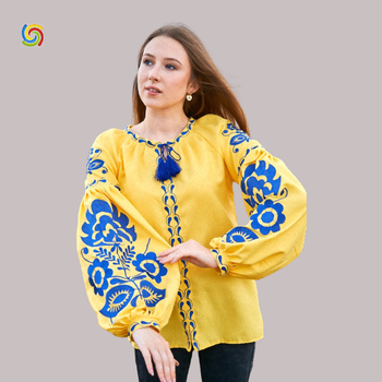 Рубашка Украинская вышиванка 555302110 цвет желтый размер XL/XXL
