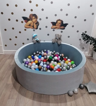 Сухой бассейн Maikinbaby круг 130х40х6 см и 350 шт шаров Велюр Серый (арт.М130-170)