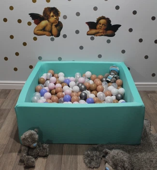 Сухий басейн Maikinbaby квадрат 110х40х6 см та 250 шт куль М'ятний (арт.Мк110-108)
