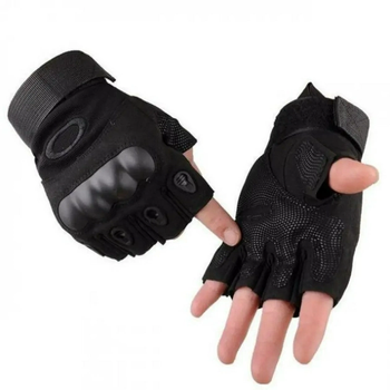 Тактические перчатки без пальцев Oakley / Мужские военные перчатки без пальцев Черные XL 22-24 см.