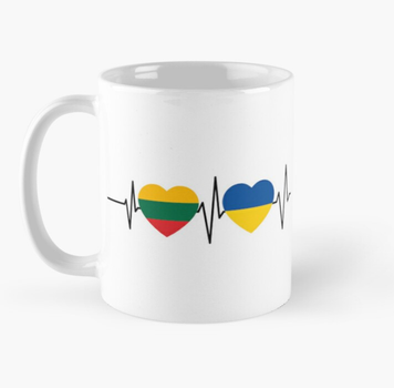 Чашка Керамическая Кружка с принтом Lithuania Ukraine Литва Украина Белая 330 мл