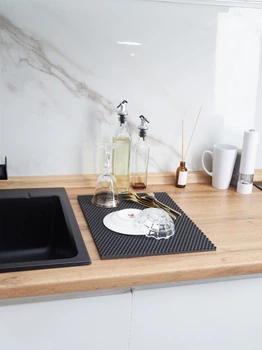 Килимок для сушіння посуду EVAPUZZLE KITCHEN 50x30 см (сушарка для посуду, килимок для кухні, під посуд) Чорний