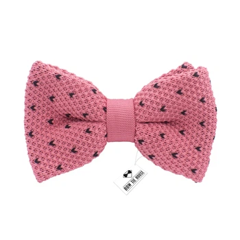 Метелик Bow Tie House в'язаний рожевий у чорну гачку 09610