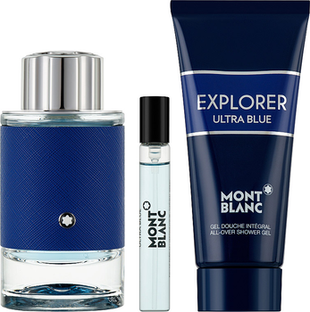 Zestaw Montblanc Explorer Ultra Blue Woda perfumowana 100 ml + Woda perfumowana 7.5 ml + Żel pod prysznic 100 ml (3386460130608)