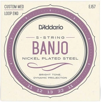 Струны для банджо D'Addario EJ57 Banjo Nickel Plated Steel Custom Medium (11-22)