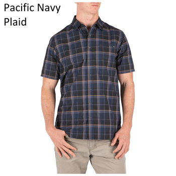 Сорочка 5.11 HUNTER PLAID SHORT SLEEVE SHIRT, 71374 Large, Pacific Navy Plaid