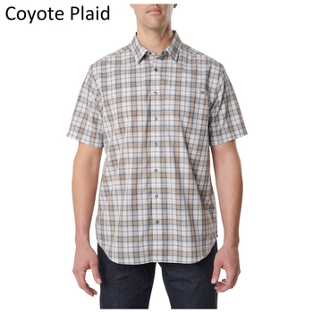 Рубашка 5.11 HUNTER PLAID SHORT SLEEVE SHIRT, 71374 Medium, Coyote Plaid