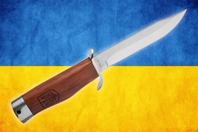 Нож Разведчика нескладной Финский классический Финка военный с Гербом Украины Тризубом