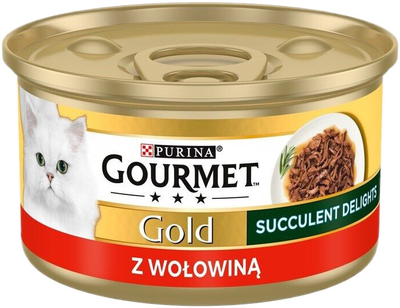 Вологий корм для активних котів Purina Gourmet Gold Succulent delights з яловичиною 85 г (8445290502636)