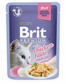 Вологий корм для дорослих котів Brit Cat Pouch eatфіле lly з куркою 85 г (8595602518463)