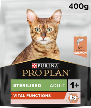 Sucha karma dla kotów dorosłych Purina pro plan sterilised łosoś dla kota 400 g+400 g (7613036943871)