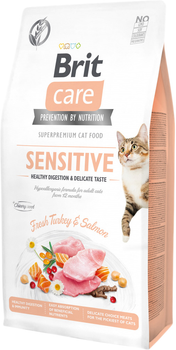 Sucha karma dla domowych kotów z wrażliwym układem pokarmowym Brit care Cat g-f sensitive z smakiem indyka 7 kg (8595602540693)