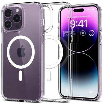 Чехол на Apple iPhone 15 Pro Max / для айфон 15 про макс с функцией MagSafe (Безцветный) Прозрачный