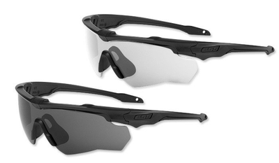 Комплект балістичних, тактичних окулярів ESS Crossblade 2шт з лінзами: Прозора/Smoke Gray. Колір оправ: Чорний.