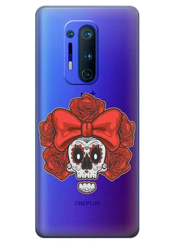 Прозорий силіконовий чохол iSwag для OnePlus 8 Pro з малюнком - Готичний череп (KS6254)