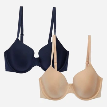 Набір бюстгальтерів безшовних Calvin Klein Underwear 403569357 38DD 2 шт Бежевий/Синій (1159778221)