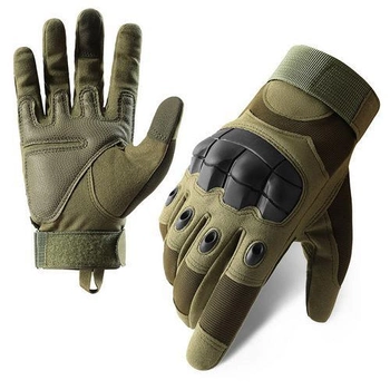 Рукавички тактичні сенсорні BDA; XL/10; Олива. Універсальні тактичні рукавички з пальцями. Армійські рукавички