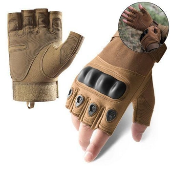 Перчатки тактические BDA; XL/10; Хаки. Универсальные тактические перчатки без пальцев. Армейские перчатки.