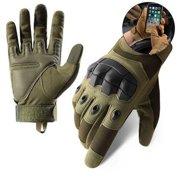 Рукавички тактичні сенсорні BDA; L/9; Зелений. Універсальні тактичні рукавички з пальцями. Армійські рукавички