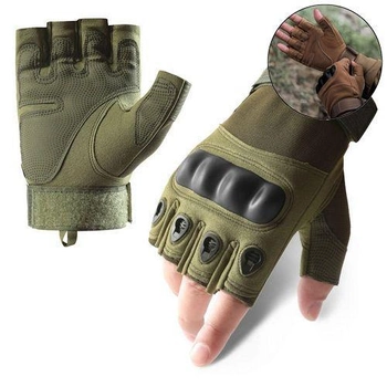 Перчатки тактические BDA; XL/10; Зеленый. Универсальные тактические перчатки без пальцев. Армейские перчатки.