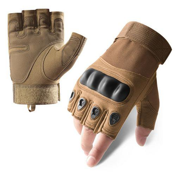 Перчатки тактические BDA; M/8; Хаки. Универсальные тактические перчатки без пальцев. Армейские перчатки.