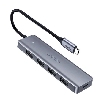 USB-хаб UGREEN CM219 4-in-1 USB Type-C to 4xUSB 3.0 HUB Space Gray (70336)