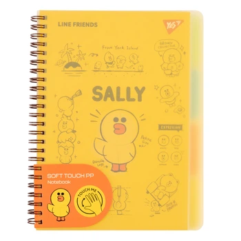 Тетрадь для записей YES А5/80 софт-тач пласт.обл. Line Friends. Sally